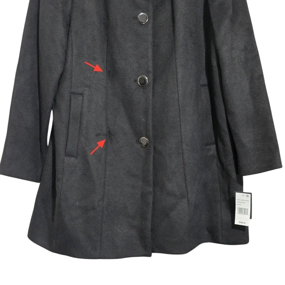 Kate Spade New York Black High Neck Wool Blend Coat Women's XL NWT - $348‎